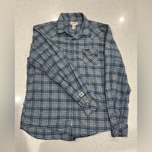 Boys Diesel Western Style Blue Checkered Shirt, XL